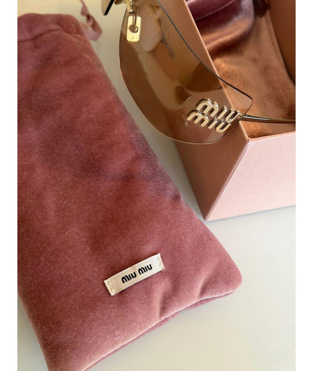 MIU MIU Золотые металлические солнцезащитные очки, фото 4