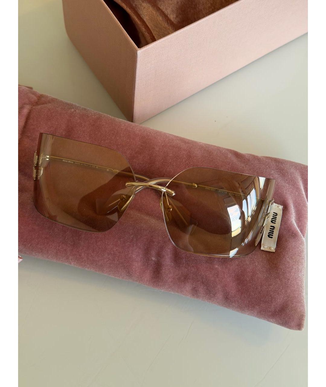 MIU MIU Золотые металлические солнцезащитные очки, фото 7