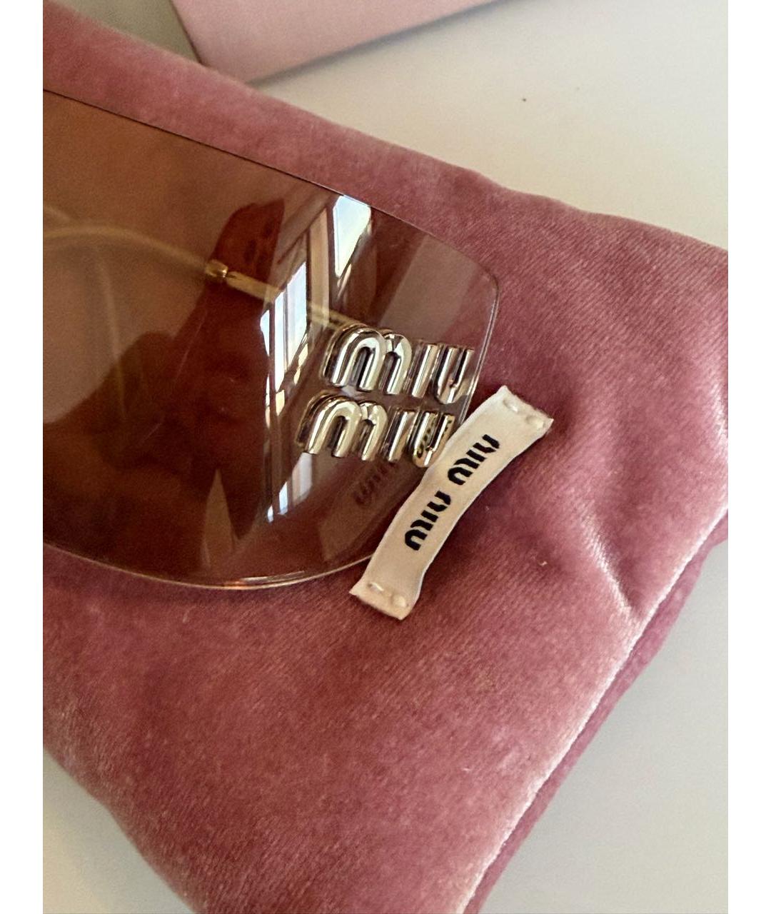 MIU MIU Золотые металлические солнцезащитные очки, фото 3