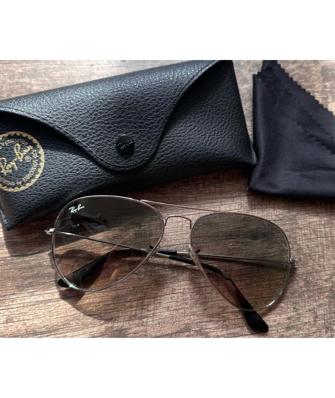 RAY BAN Серебряные металлические солнцезащитные очки, фото 5