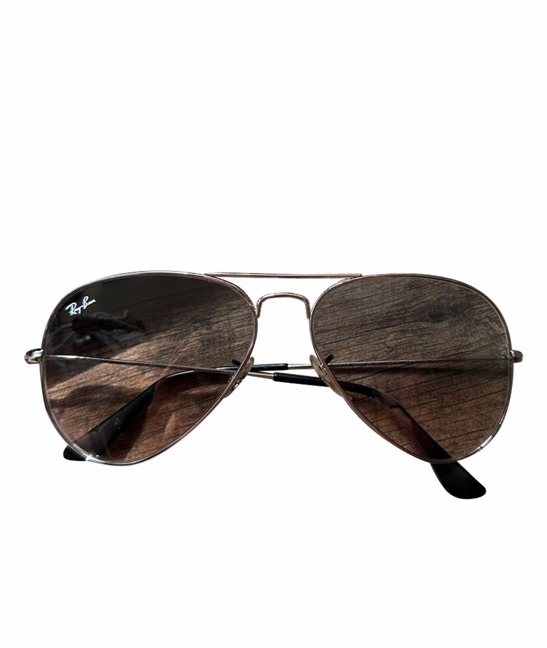 RAY BAN Серебряные металлические солнцезащитные очки, фото 1