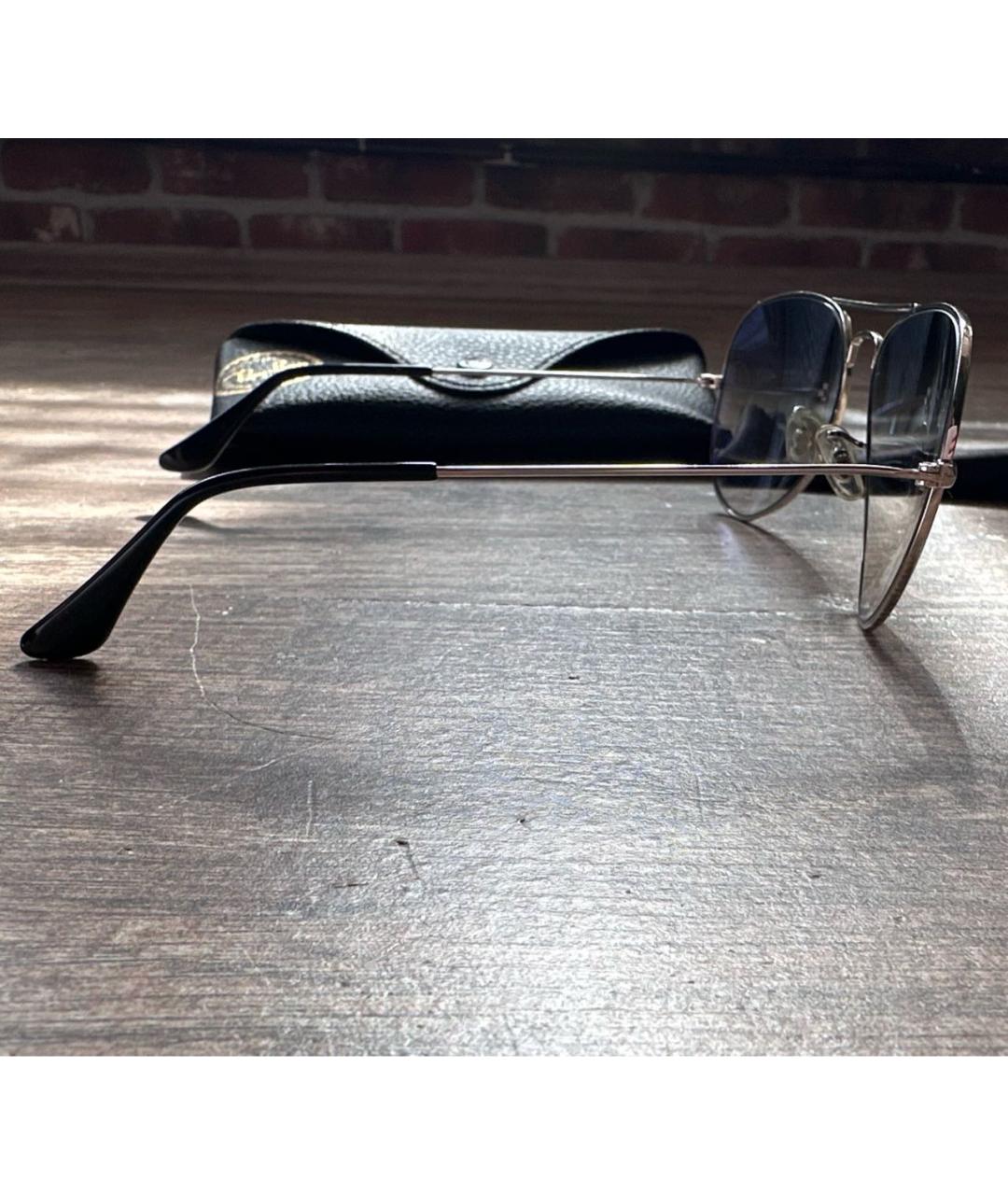 RAY BAN Серебряные металлические солнцезащитные очки, фото 3