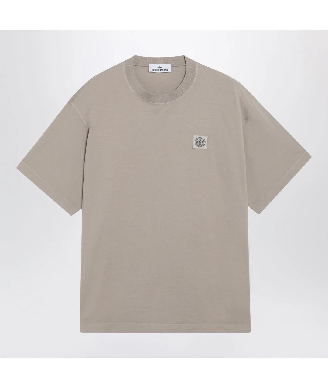 STONE ISLAND Бежевая хлопковая футболка, фото 3