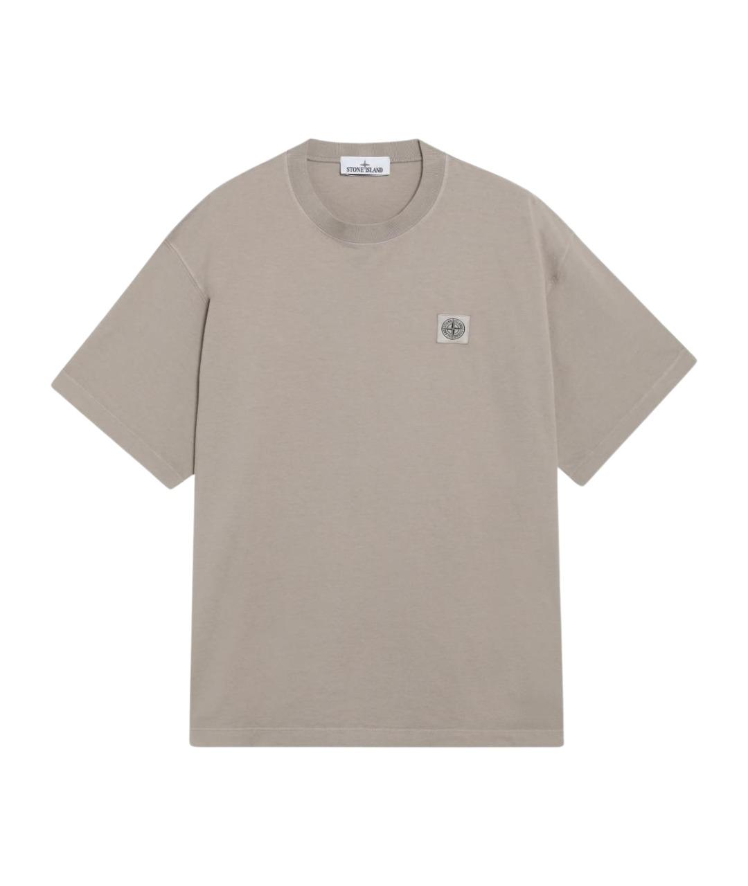STONE ISLAND Бежевая хлопковая футболка, фото 1