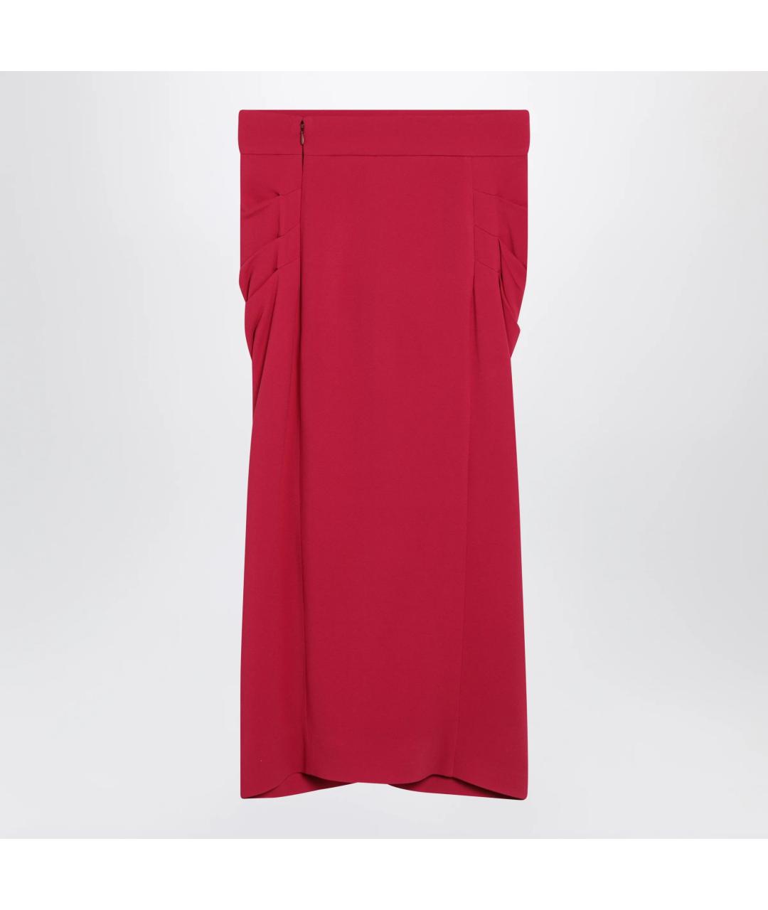 VALENTINO Красная вискозная юбка миди, фото 2