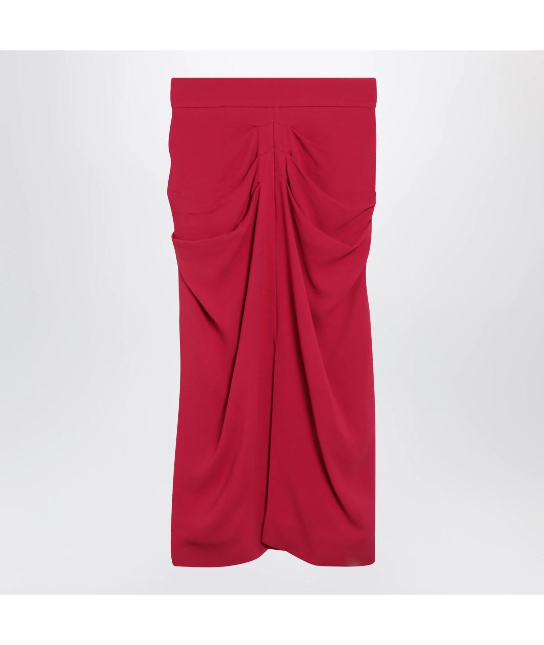 VALENTINO Красная вискозная юбка миди, фото 3