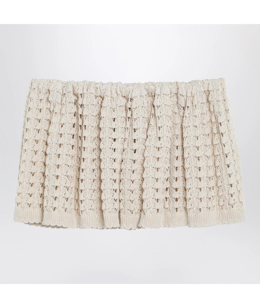 MIU MIU Бежевая хлопковая юбка мини, фото 2