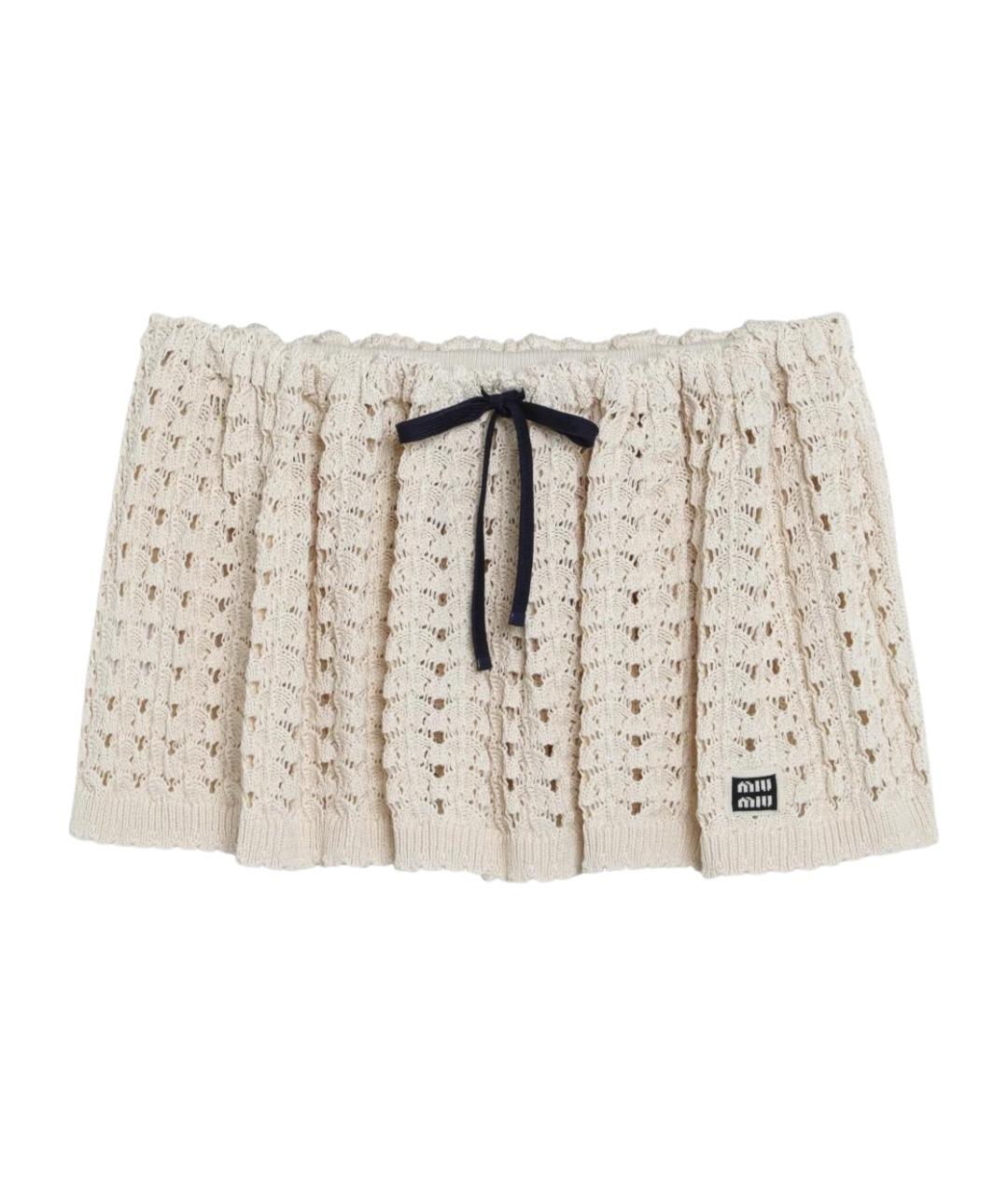 MIU MIU Бежевая хлопковая юбка мини, фото 1