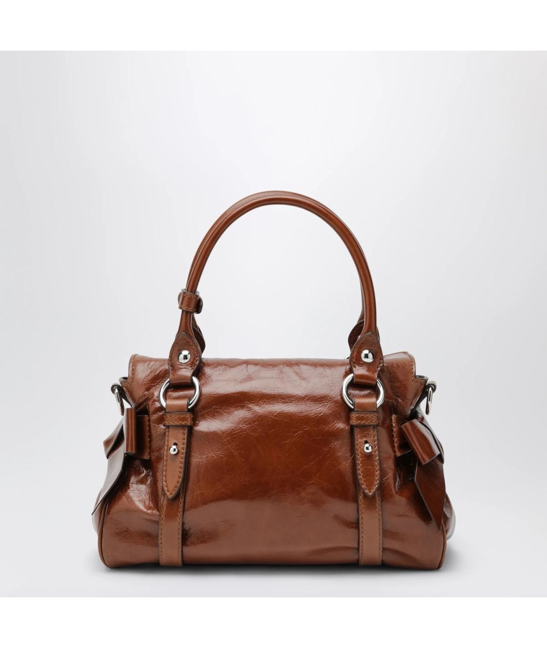 MIU MIU Коричневая сумка тоут из лакированной кожи, фото 2