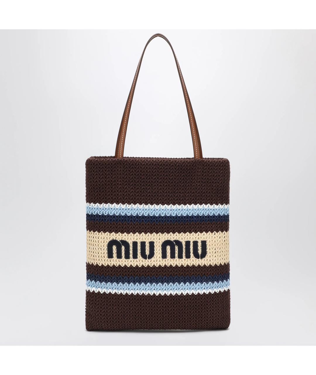 MIU MIU Коричневая хлопковая сумка тоут, фото 3
