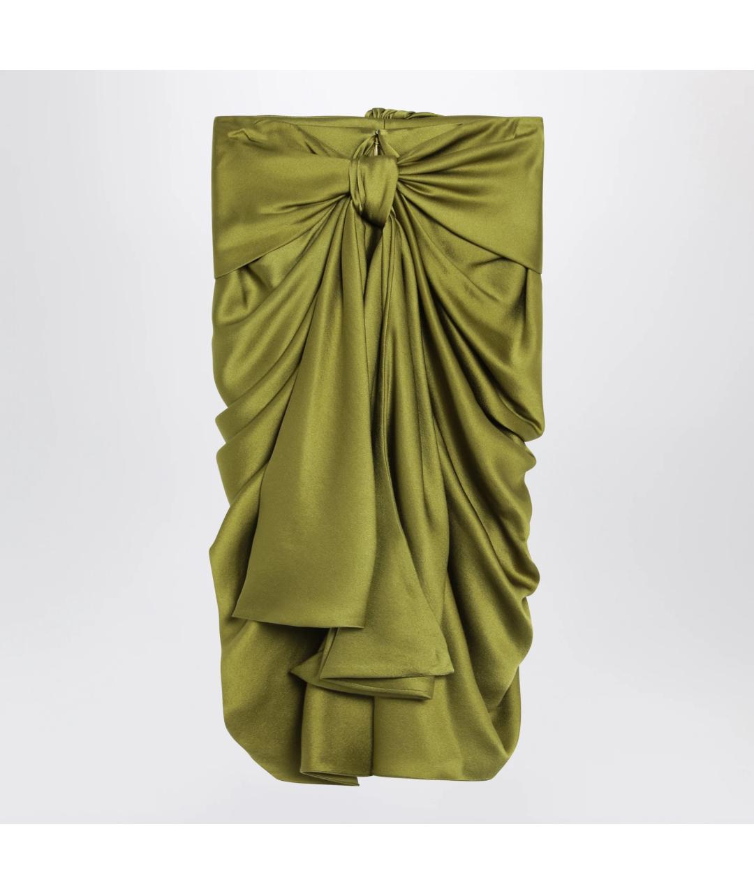 CHLOE Зеленая шелковая юбка миди, фото 2