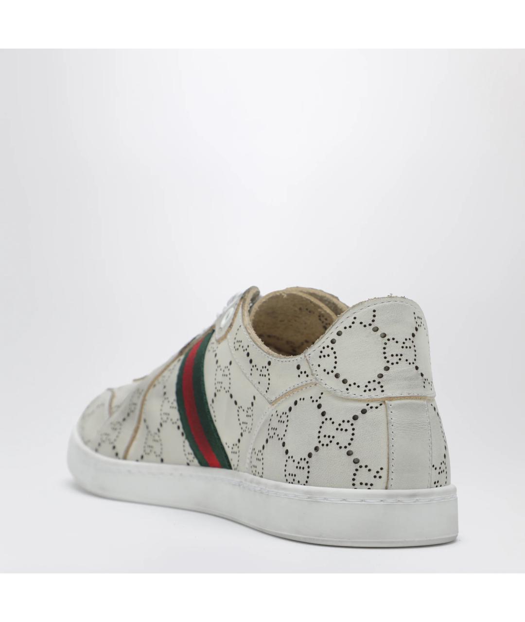GUCCI Белые кожаные кеды, фото 2