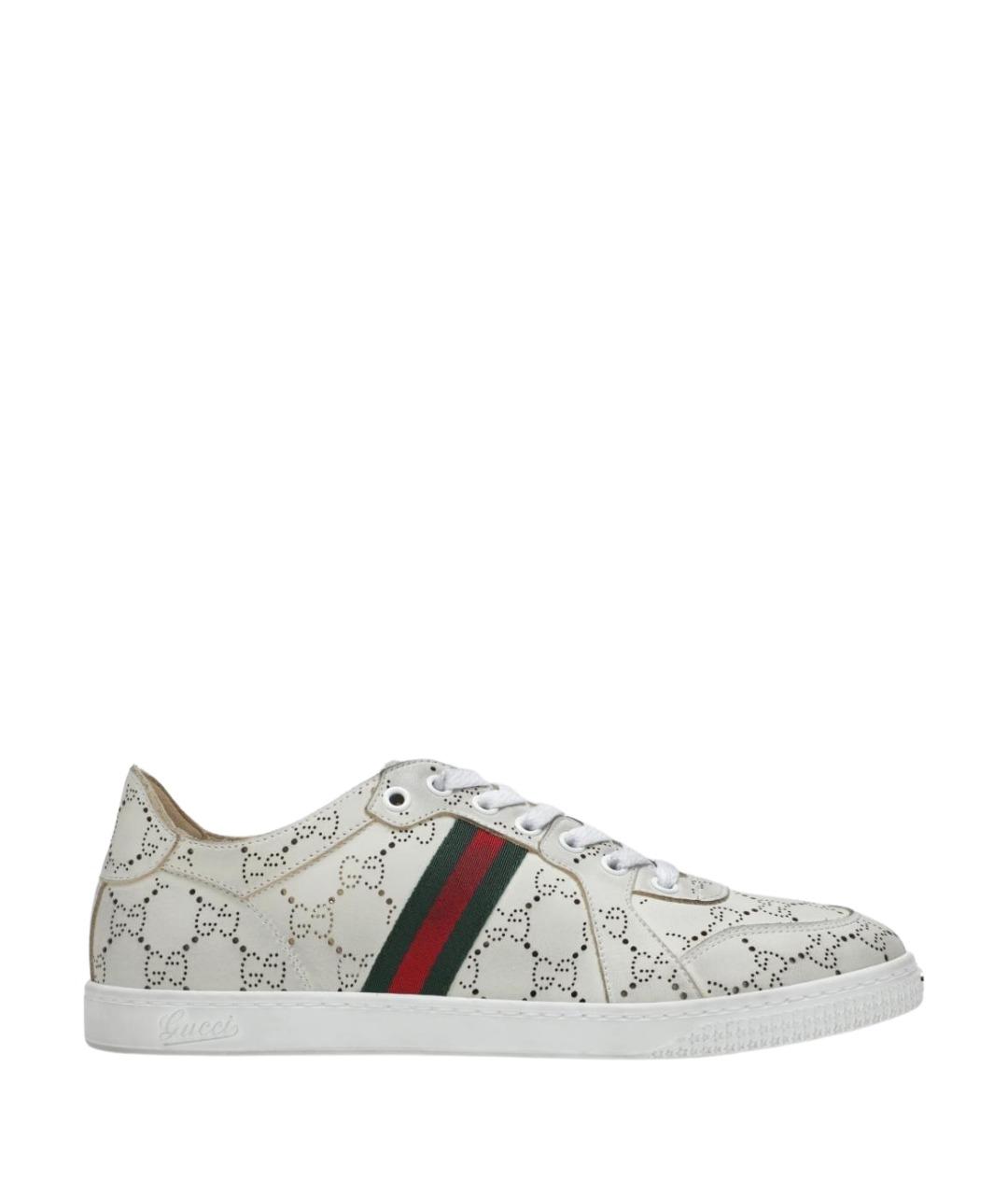 GUCCI Белые кожаные кеды, фото 1