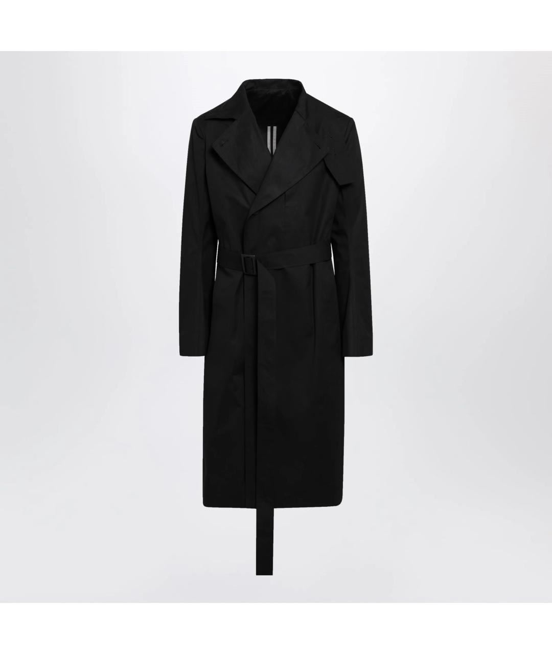 RICK OWENS Черный хлопковый тренч / плащ, фото 3