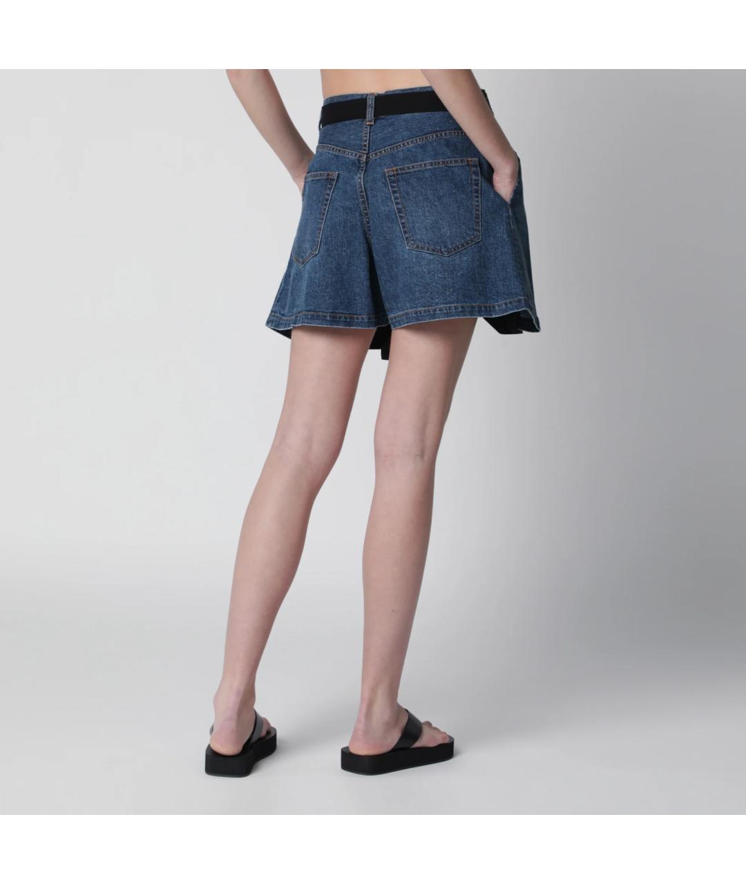 SACAI Синие деним шорты, фото 4