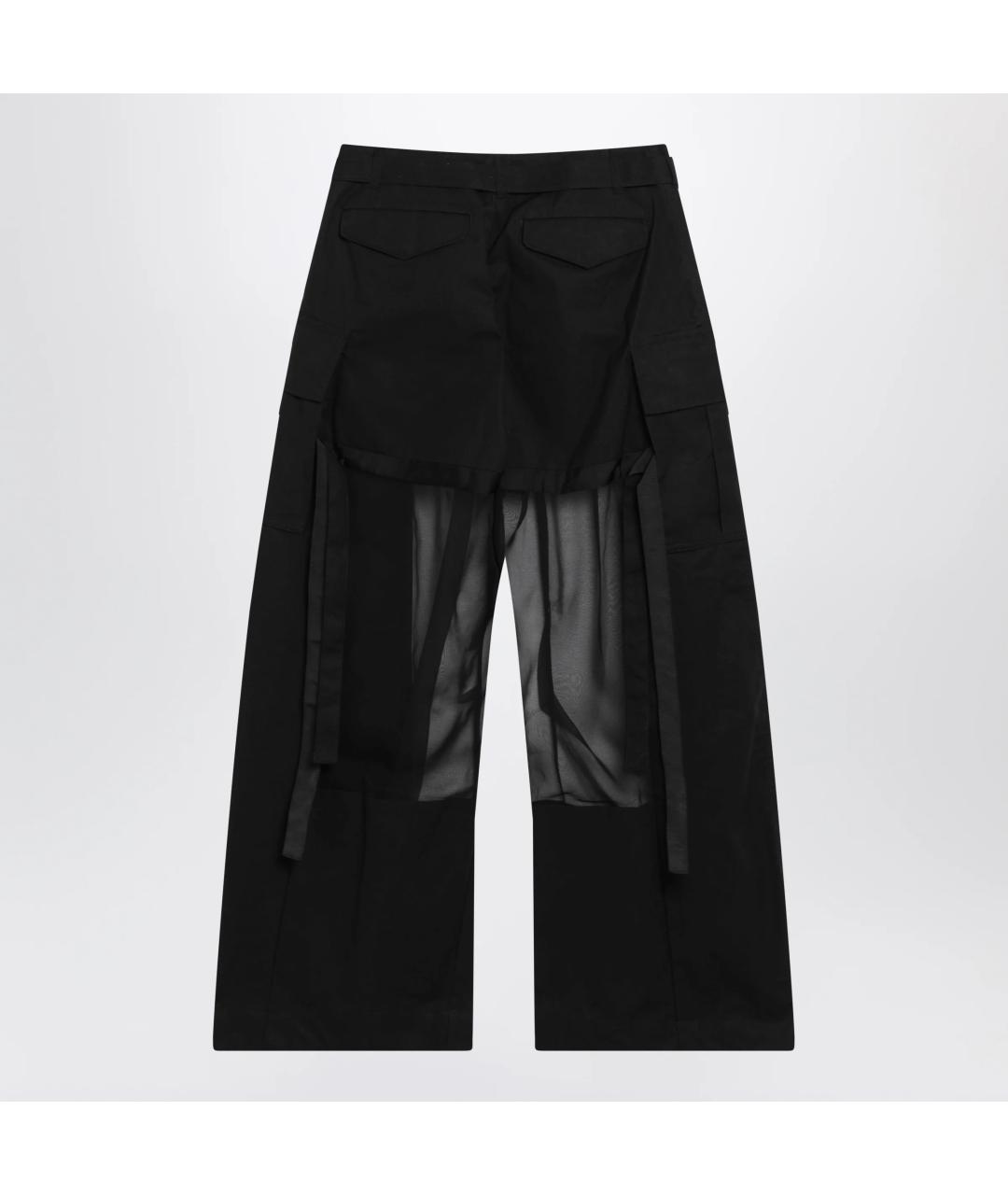 SACAI Черные хлопковые прямые брюки, фото 2