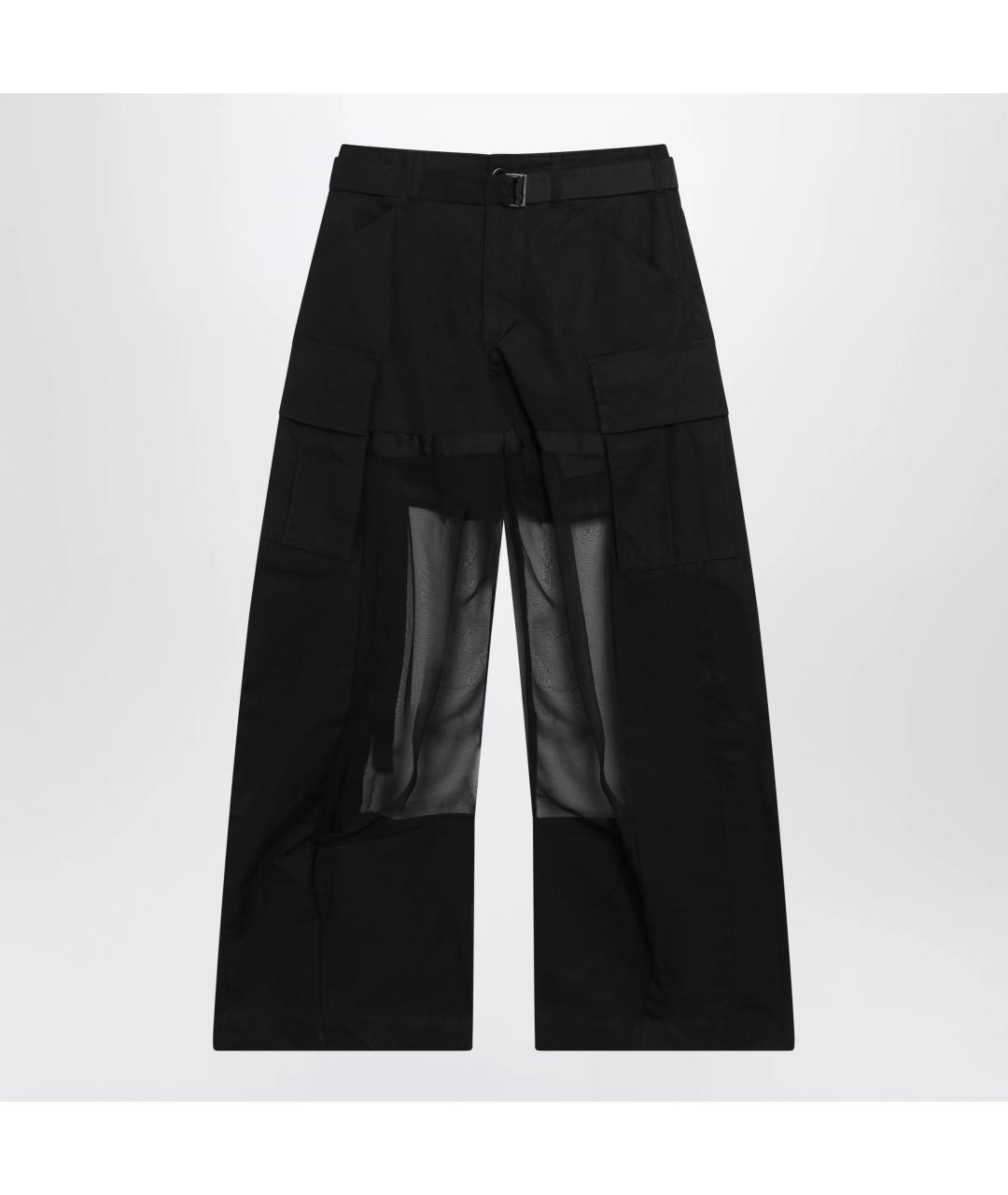 SACAI Черные хлопковые прямые брюки, фото 3