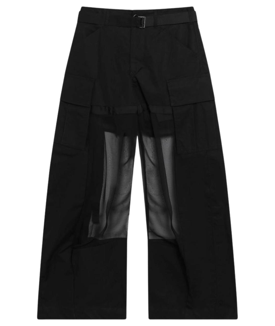 SACAI Черные хлопковые прямые брюки, фото 1