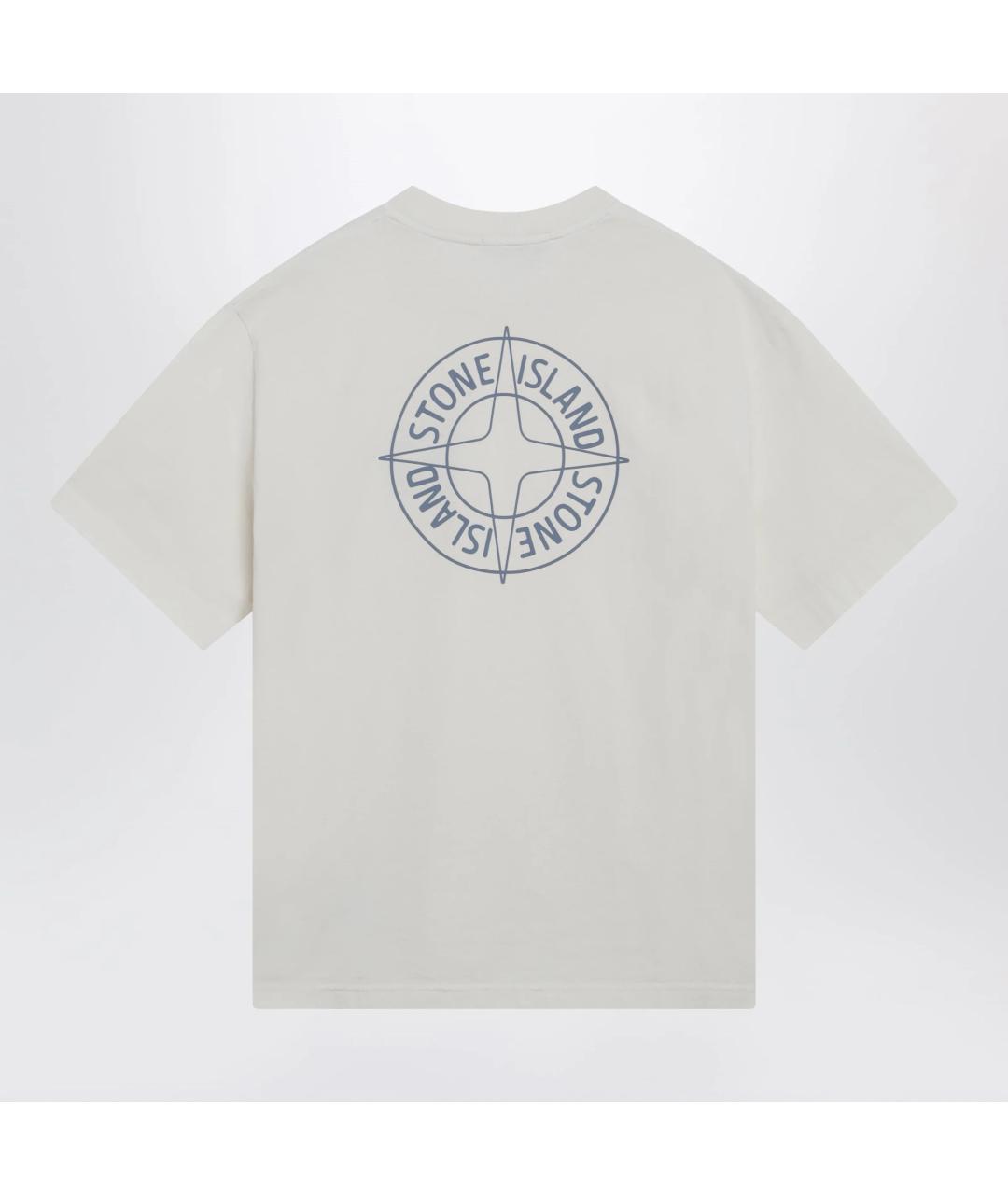 STONE ISLAND Белая хлопковая футболка, фото 2