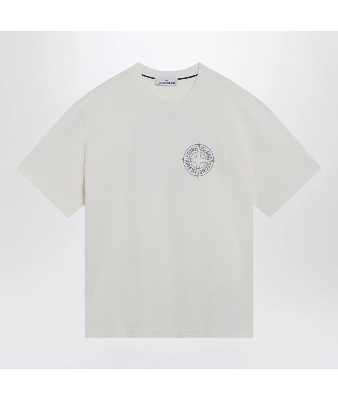STONE ISLAND Белая хлопковая футболка, фото 3