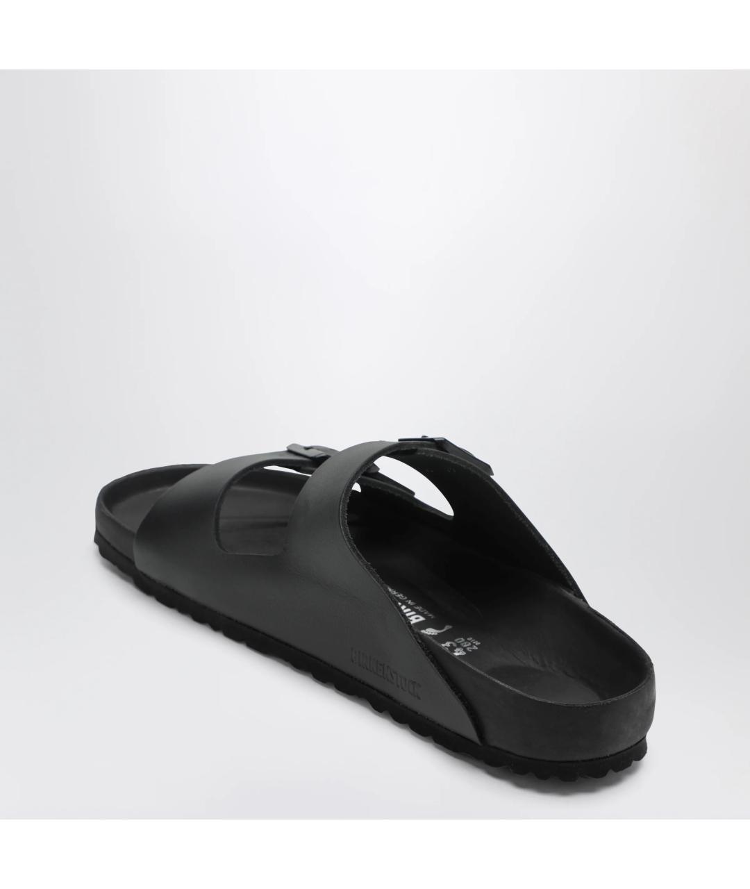 BIRKENSTOCK Черные кожаные шлепанцы, фото 2