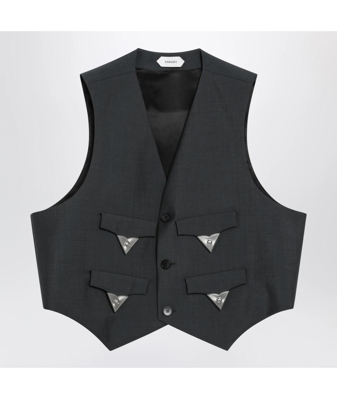 VERSACE Серый шерстяной жилет, фото 3