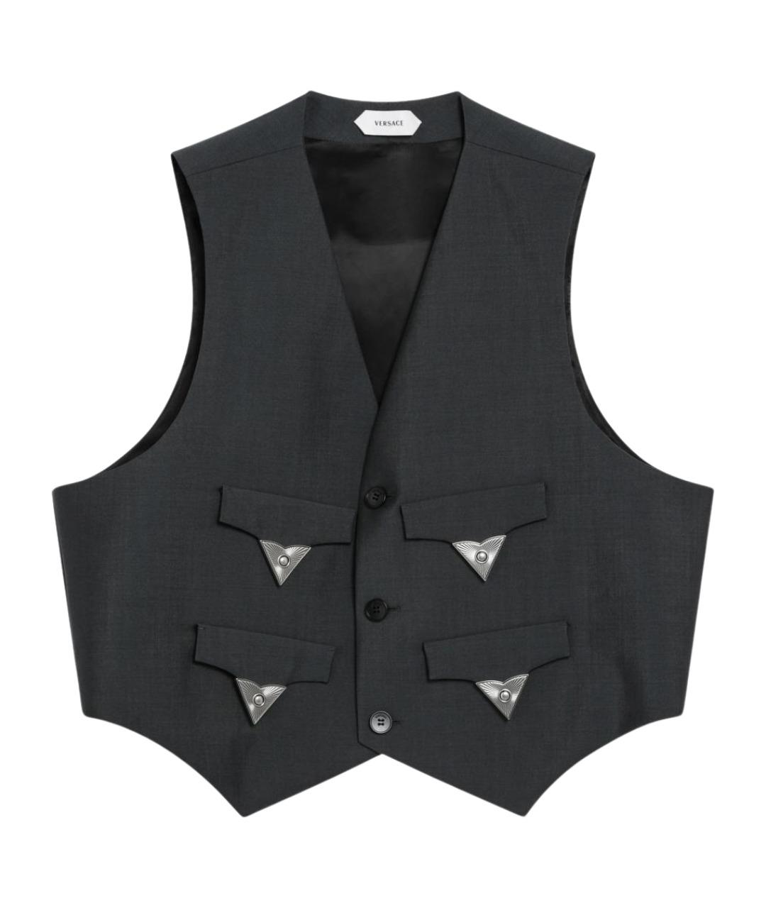 VERSACE Серый шерстяной жилет, фото 1