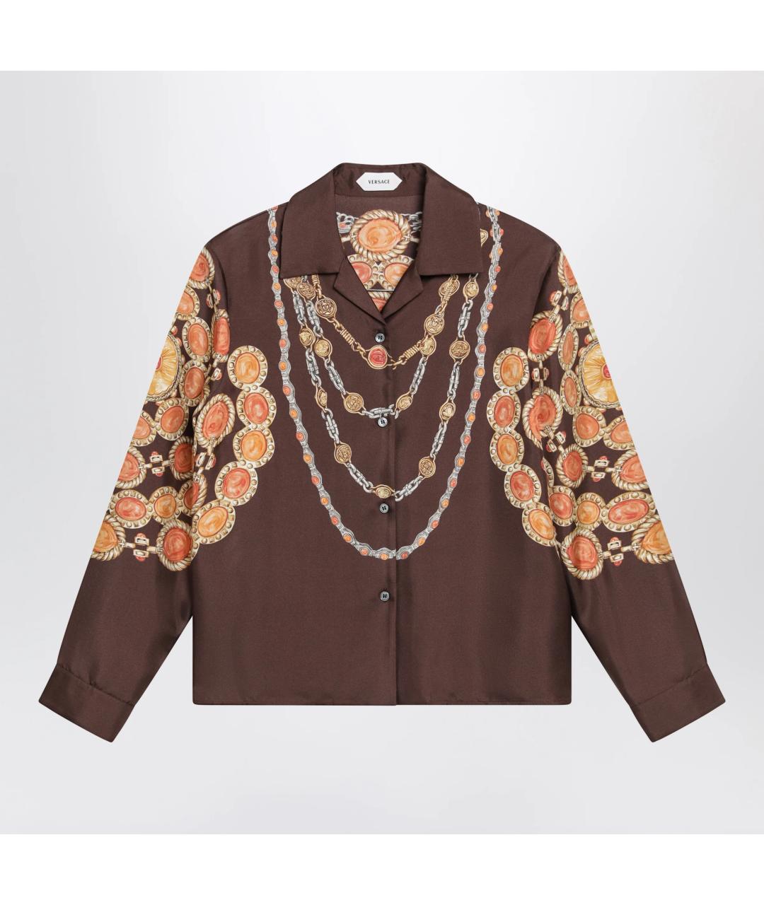 VERSACE Коричневая шелковая рубашка, фото 3