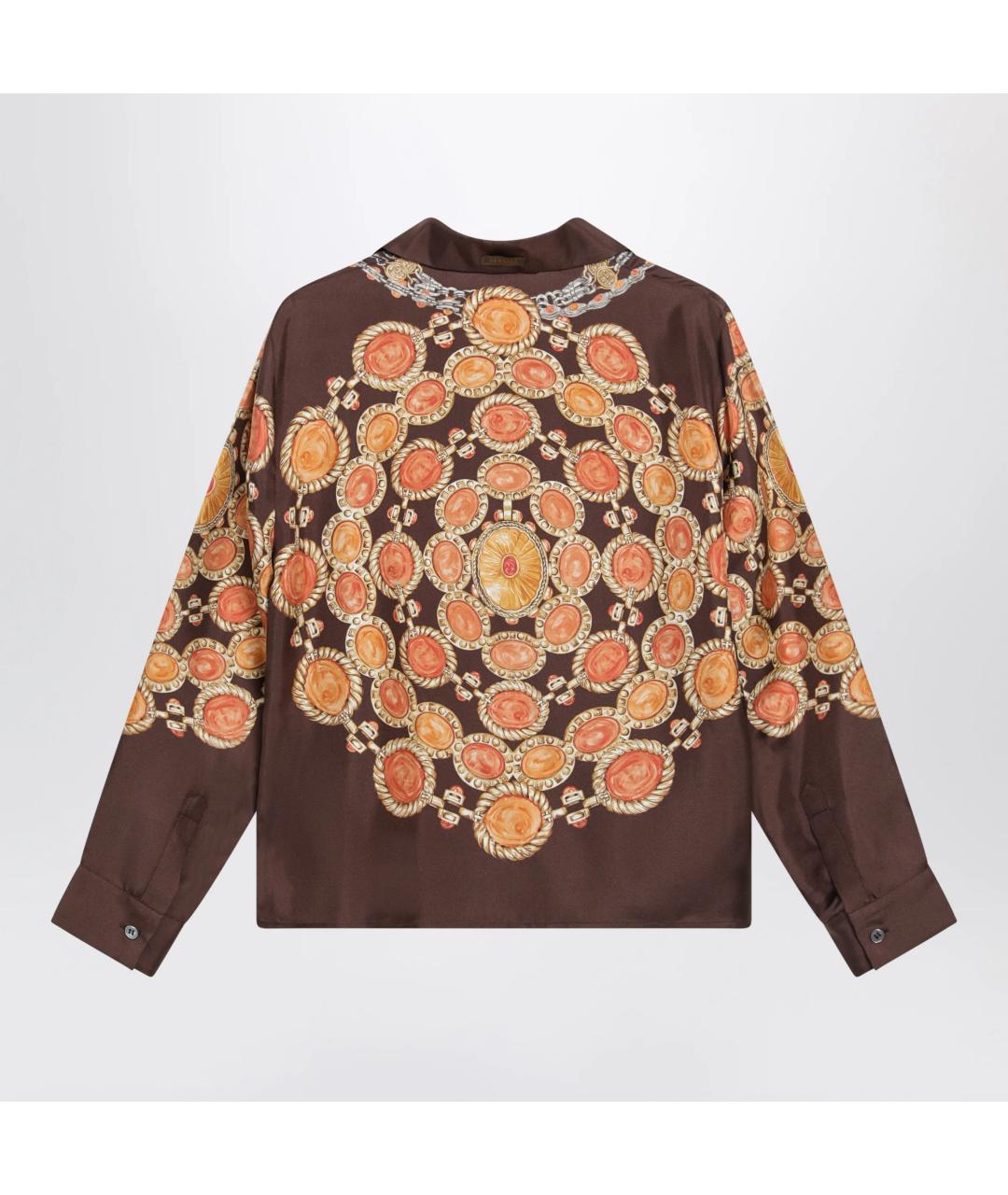 VERSACE Коричневая шелковая рубашка, фото 2