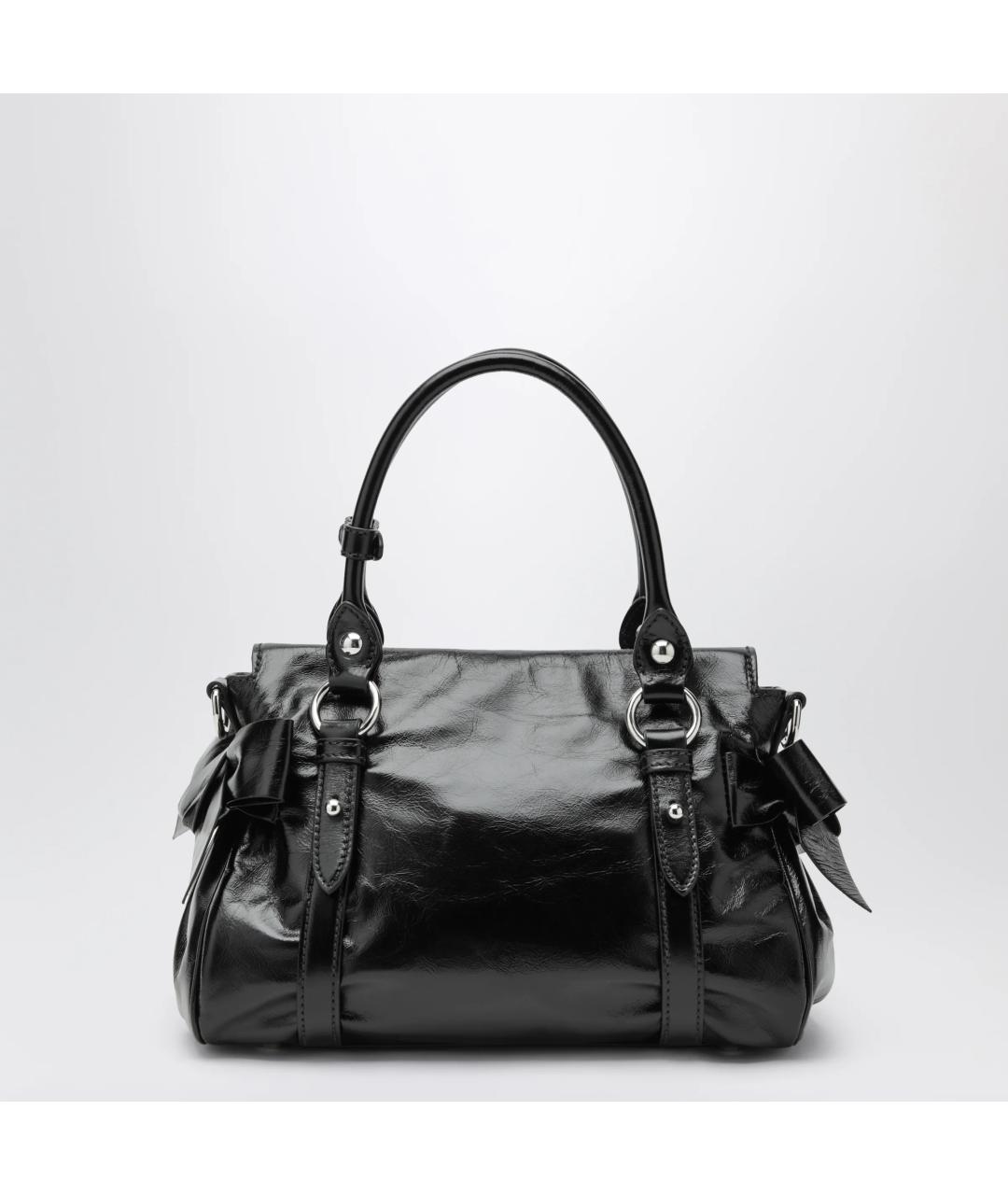 MIU MIU Черная сумка тоут из лакированной кожи, фото 2
