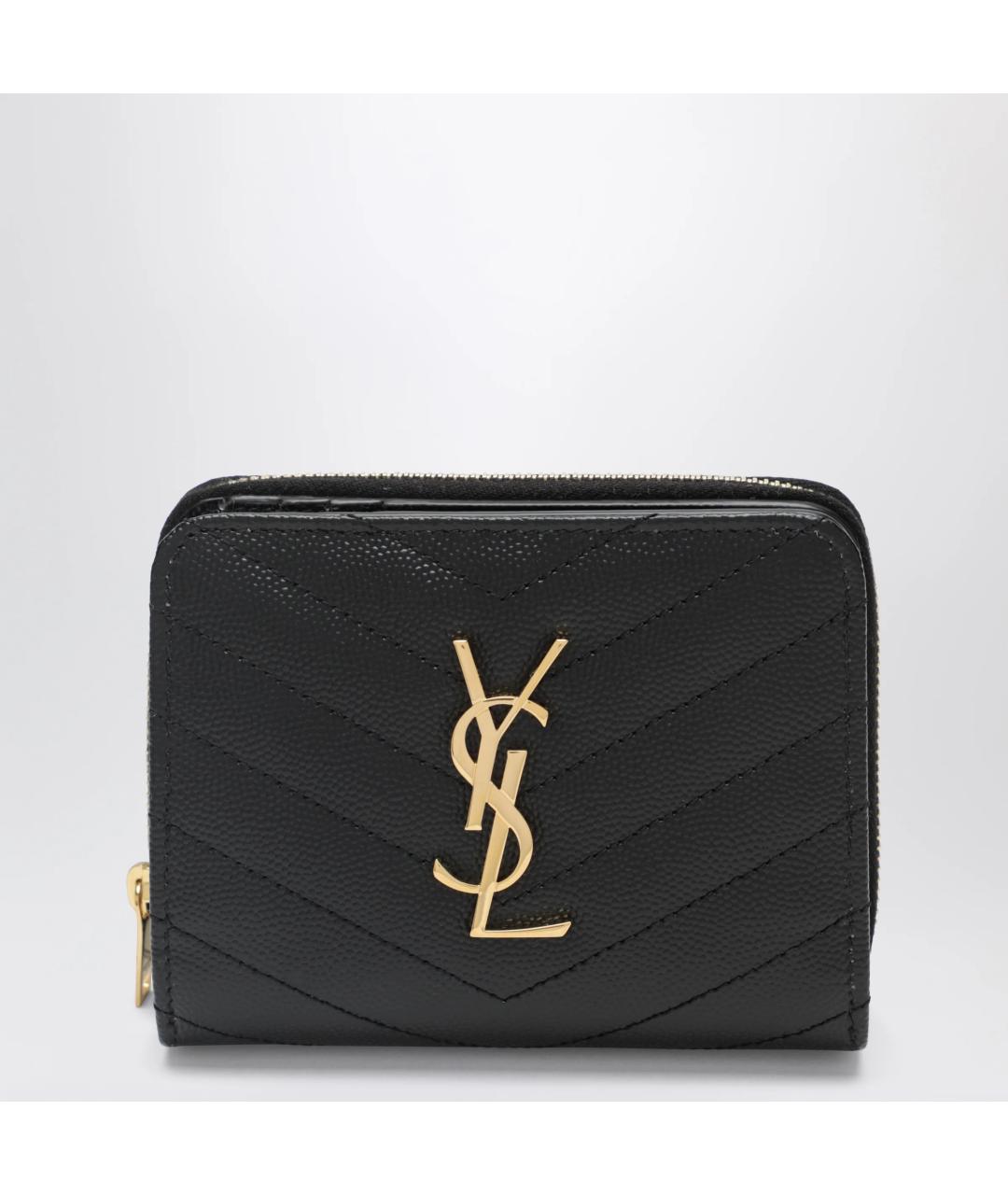 SAINT LAURENT Черный кожаный кошелек, фото 3