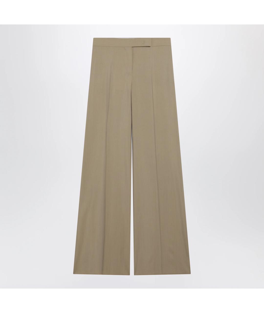 MAX MARA Бежевые шерстяные брюки широкие, фото 3