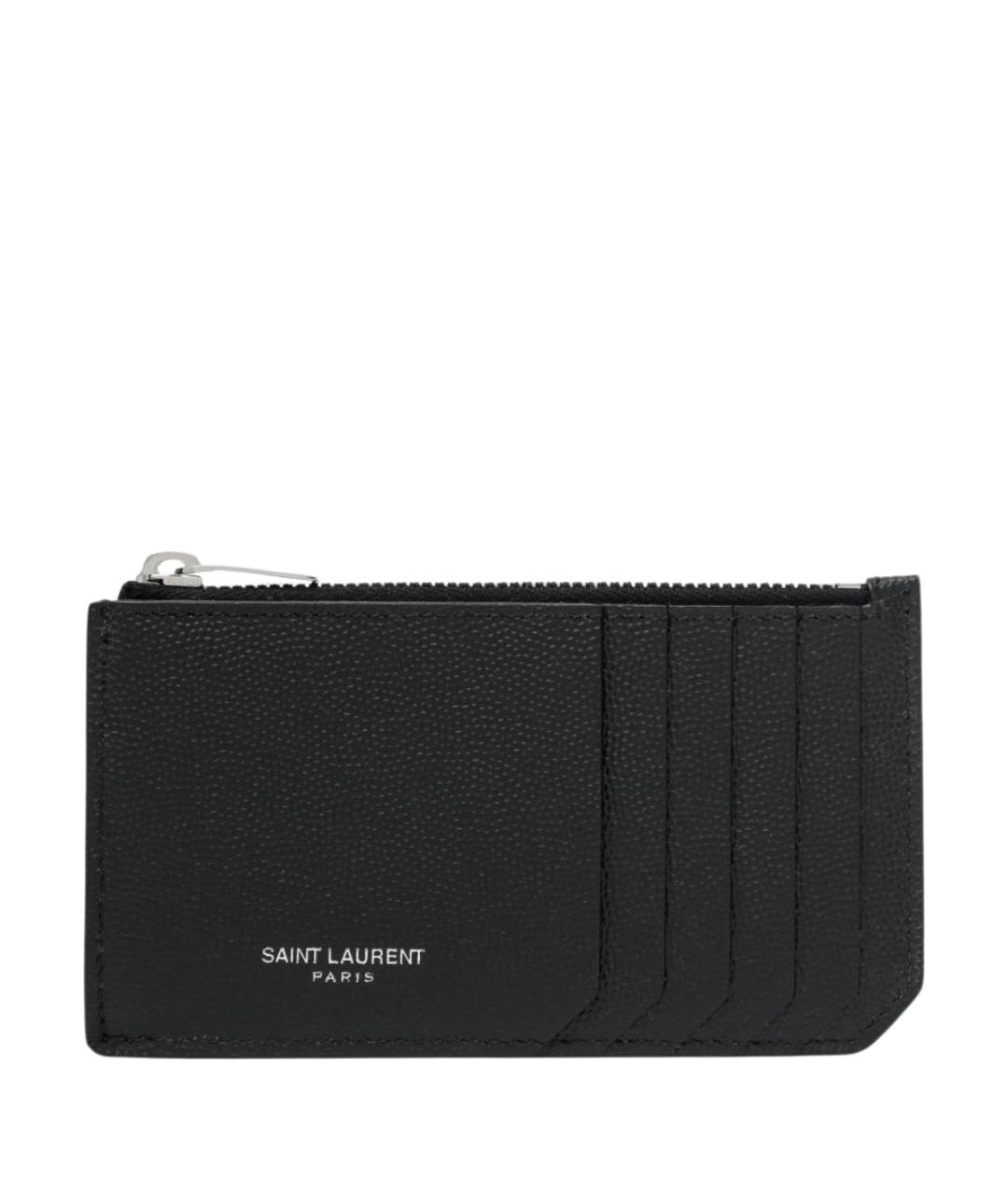 SAINT LAURENT Черный кожаный кардхолдер, фото 1