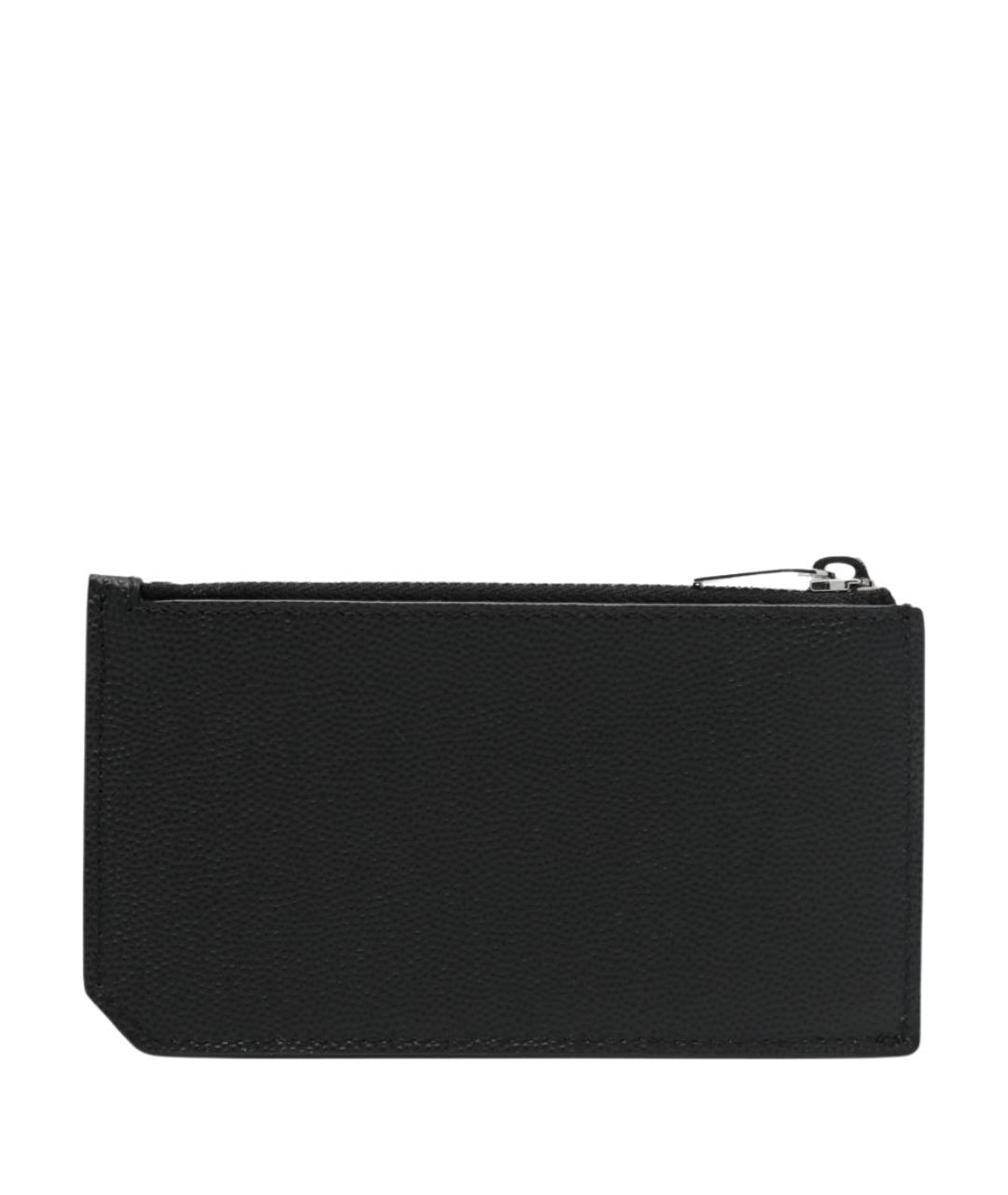 SAINT LAURENT Черный кожаный кардхолдер, фото 2