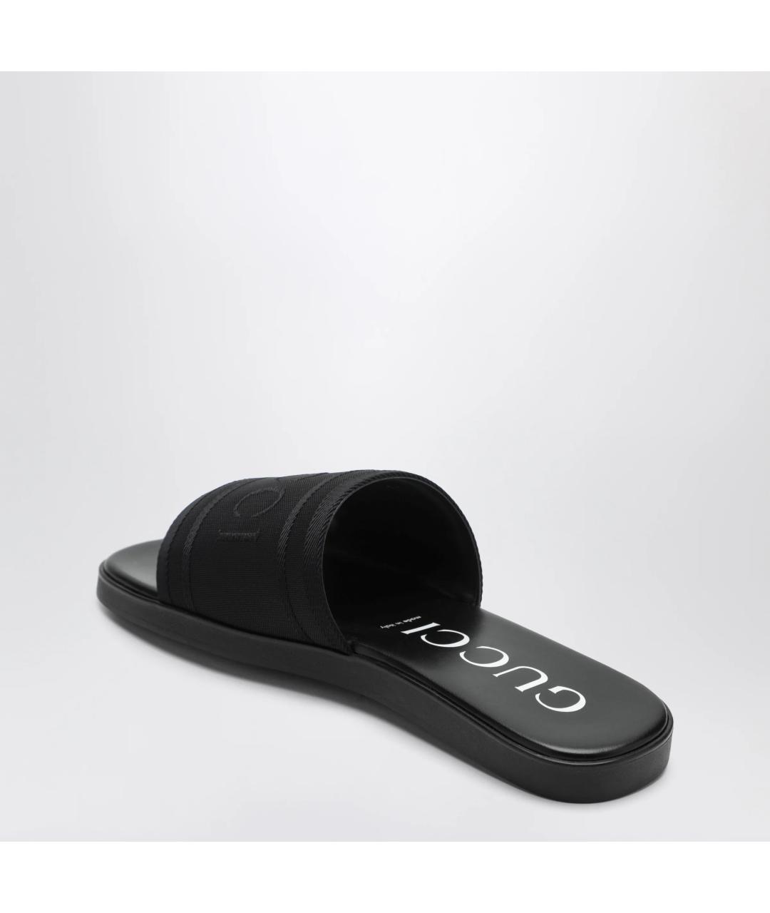 GUCCI Черные текстильные шлепанцы, фото 2
