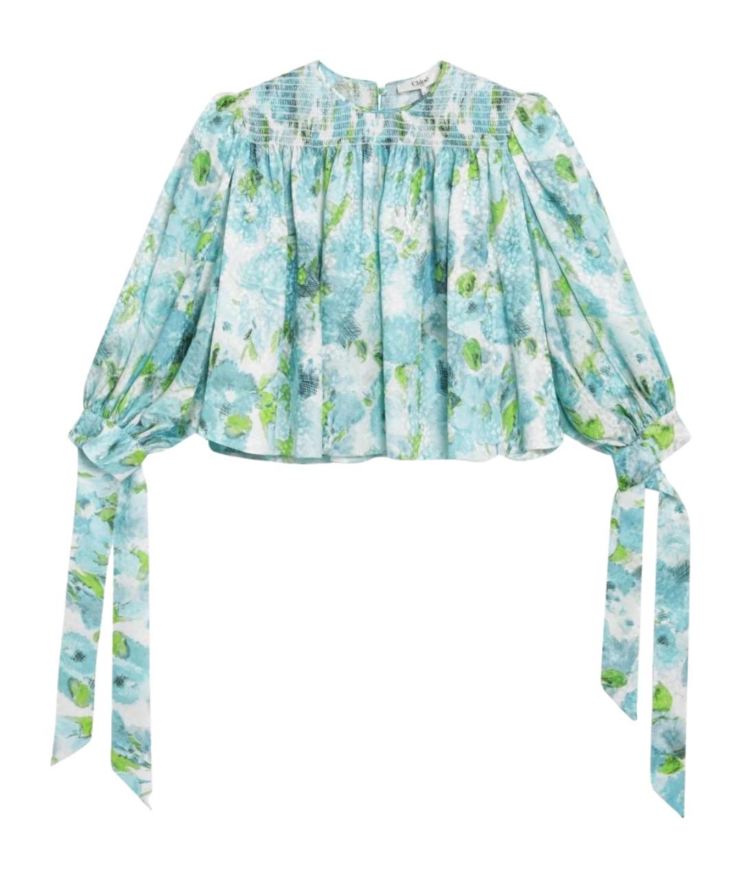 CHLOE Бирюзовая шелковая блузы, фото 1