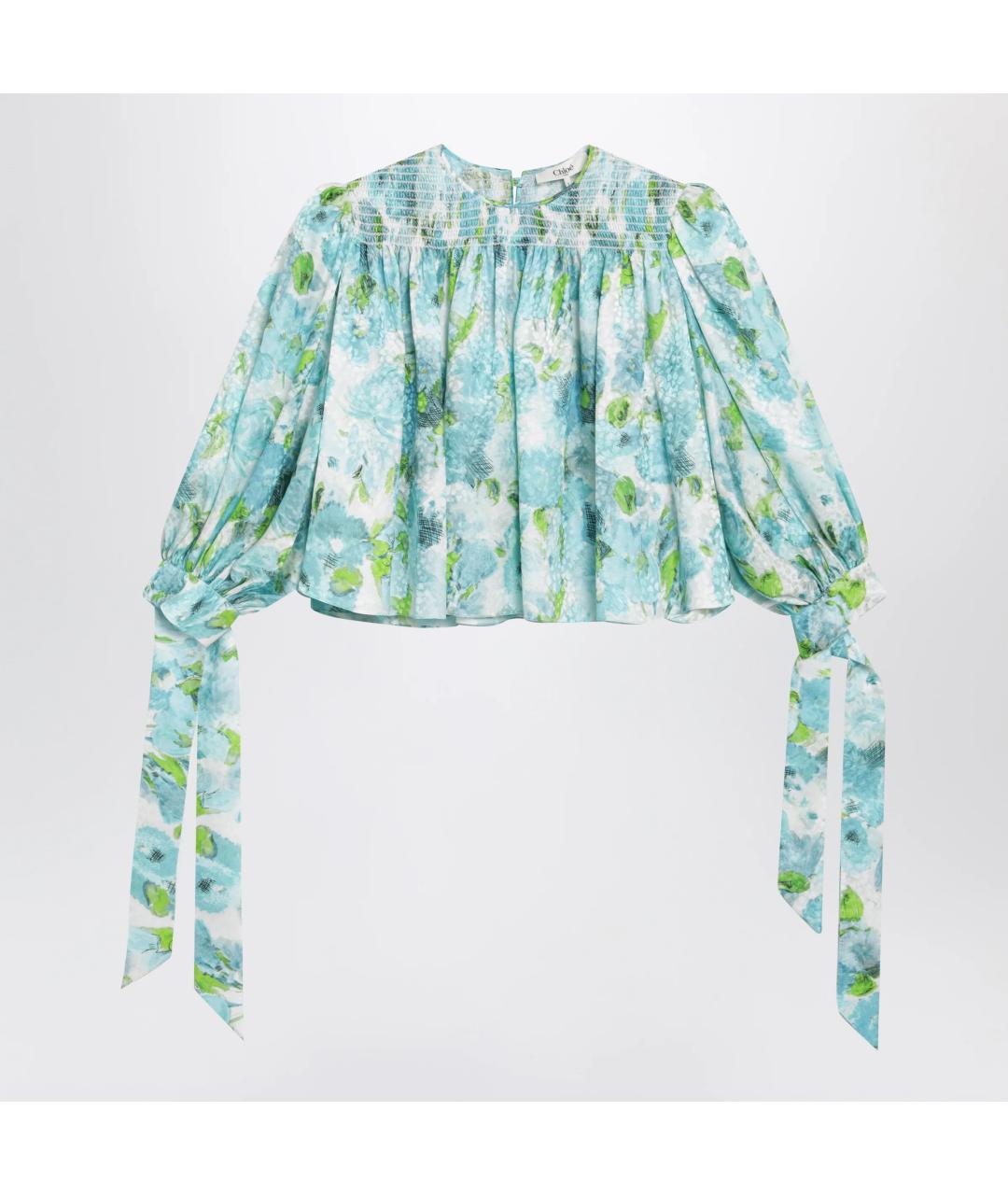 CHLOE Бирюзовая шелковая блузы, фото 3
