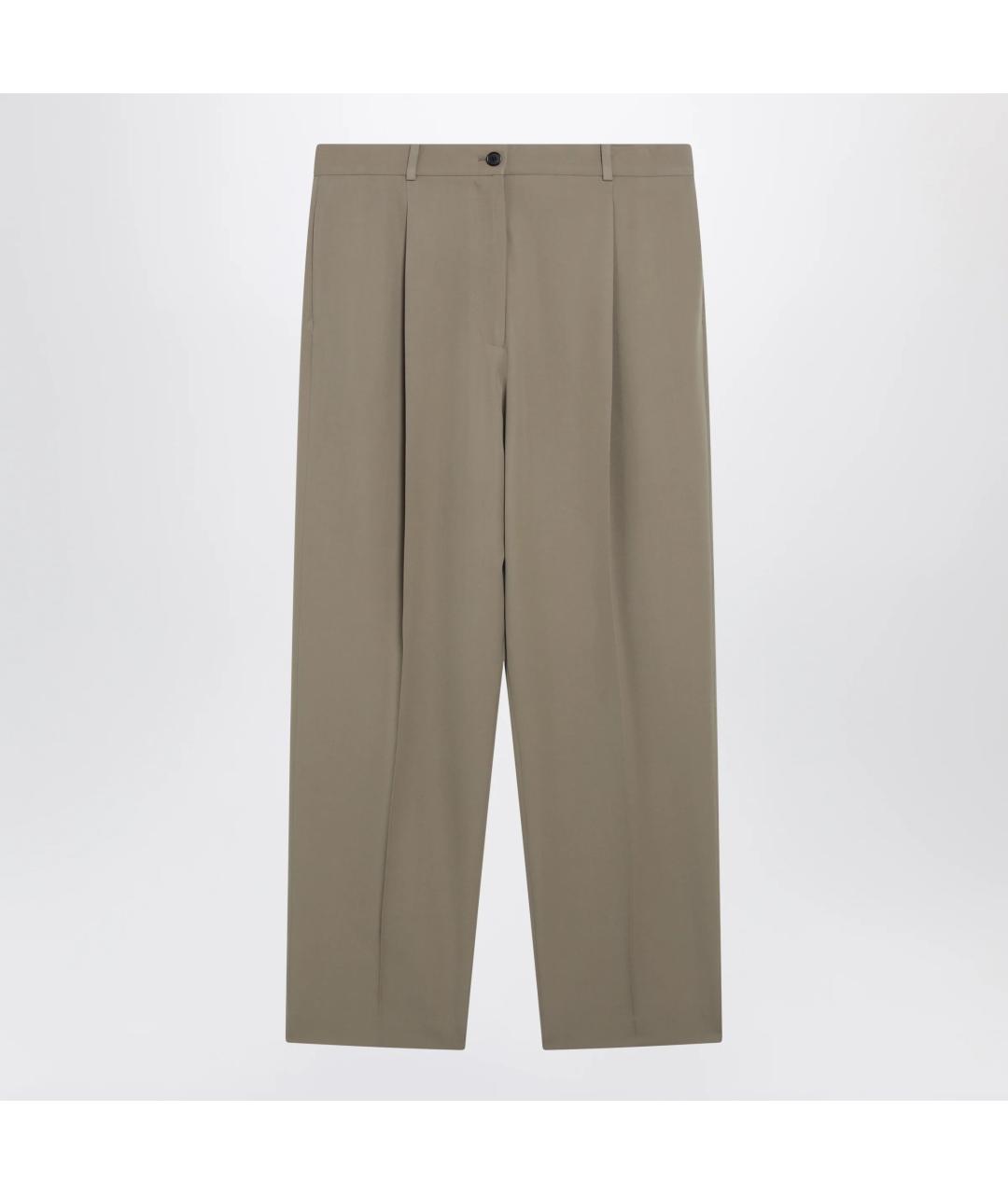 THE ROW Бежевые шерстяные прямые брюки, фото 3