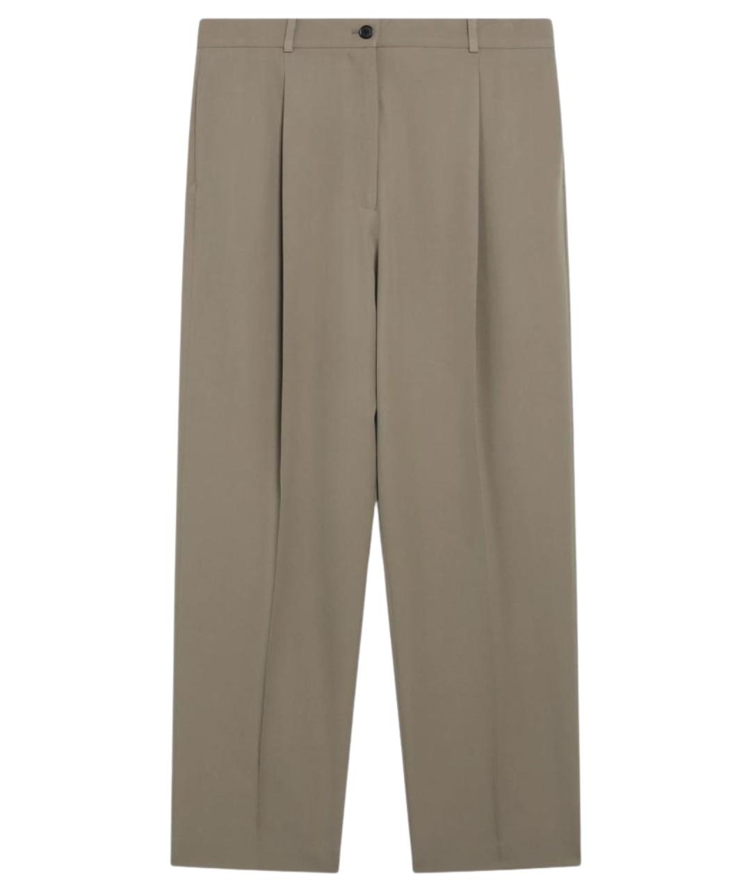 THE ROW Бежевые шерстяные прямые брюки, фото 1