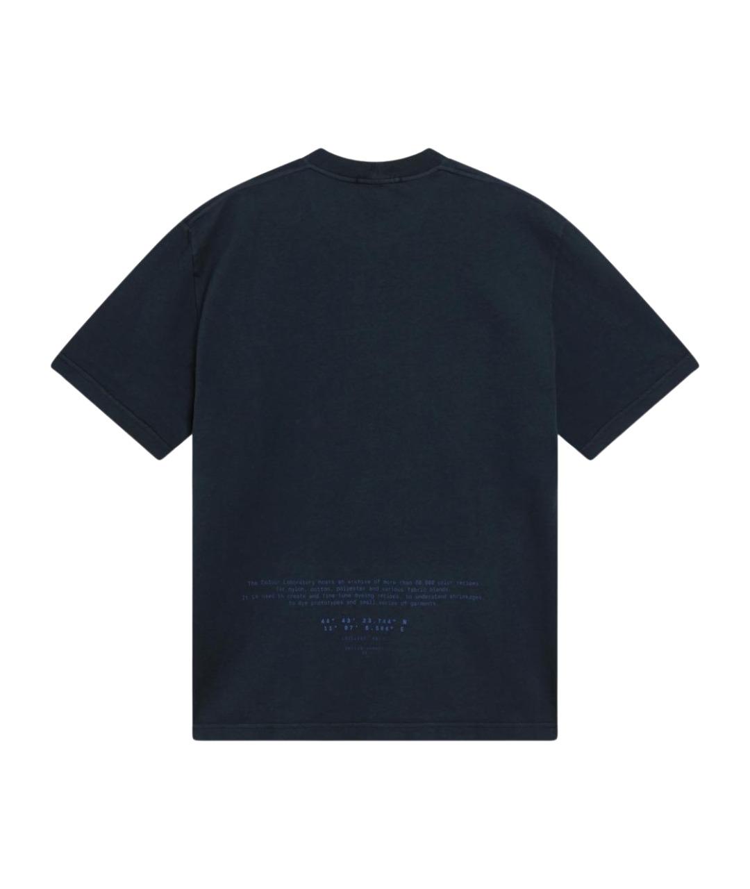 STONE ISLAND Темно-синяя хлопковая футболка, фото 2