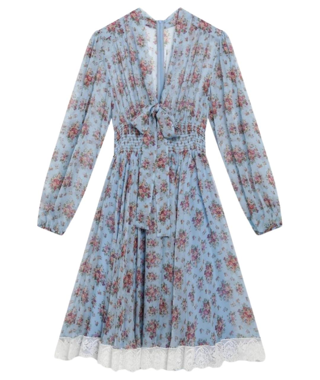 DOLCE&GABBANA Голубое шелковое повседневное платье, фото 1