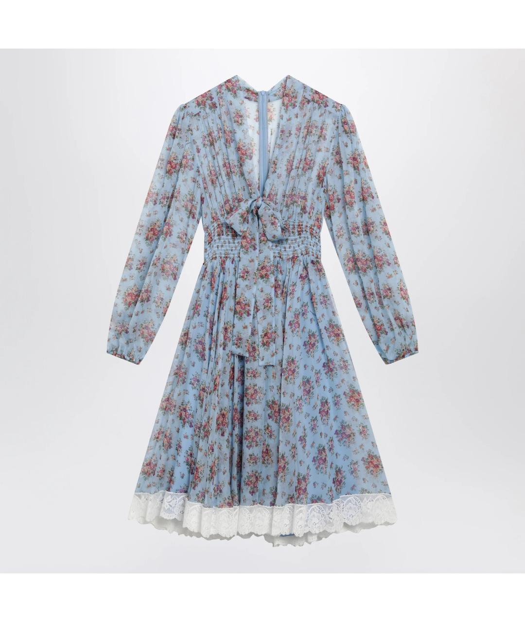 DOLCE&GABBANA Голубое шелковое повседневное платье, фото 3