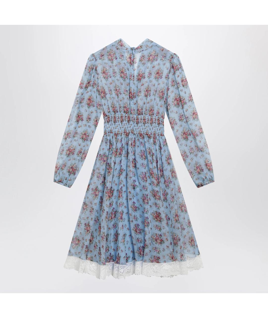 DOLCE&GABBANA Голубое шелковое повседневное платье, фото 2