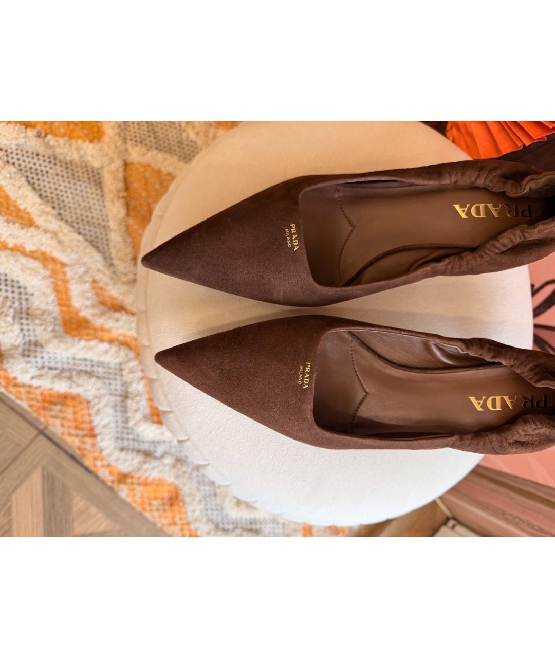 PRADA Коричневые замшевые туфли, фото 5