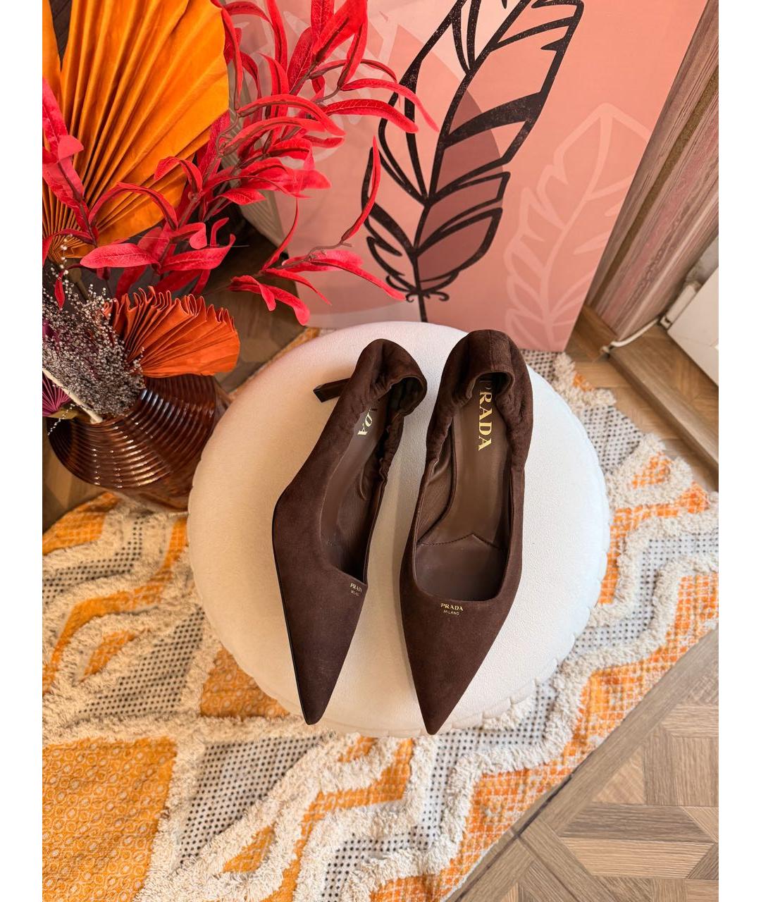 PRADA Коричневые замшевые туфли, фото 7