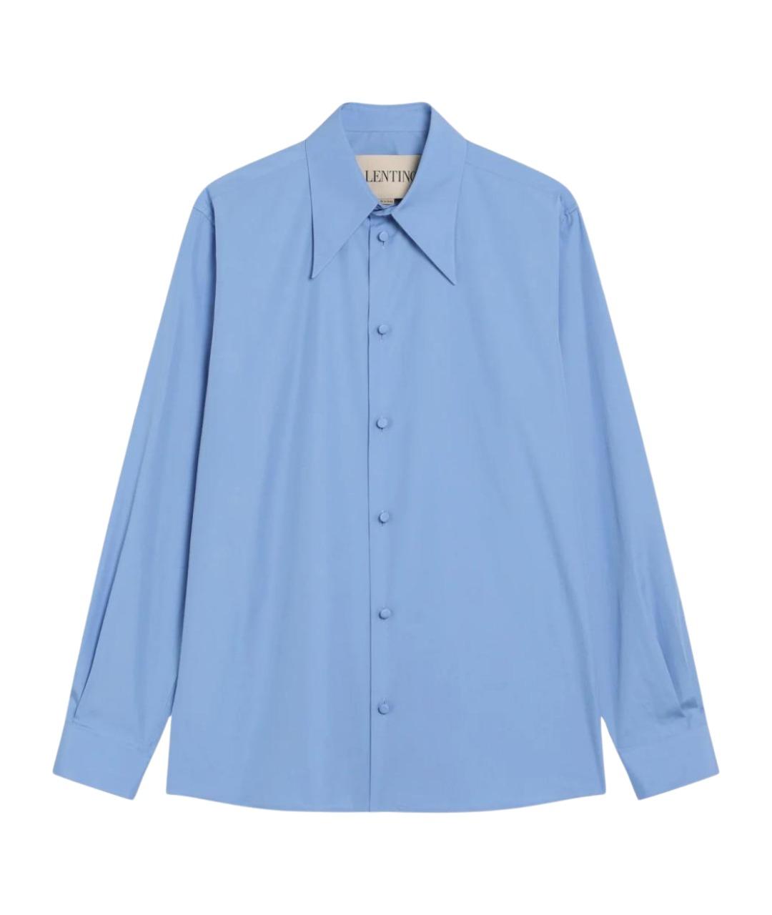 VALENTINO Голубая хлопковая классическая рубашка, фото 1