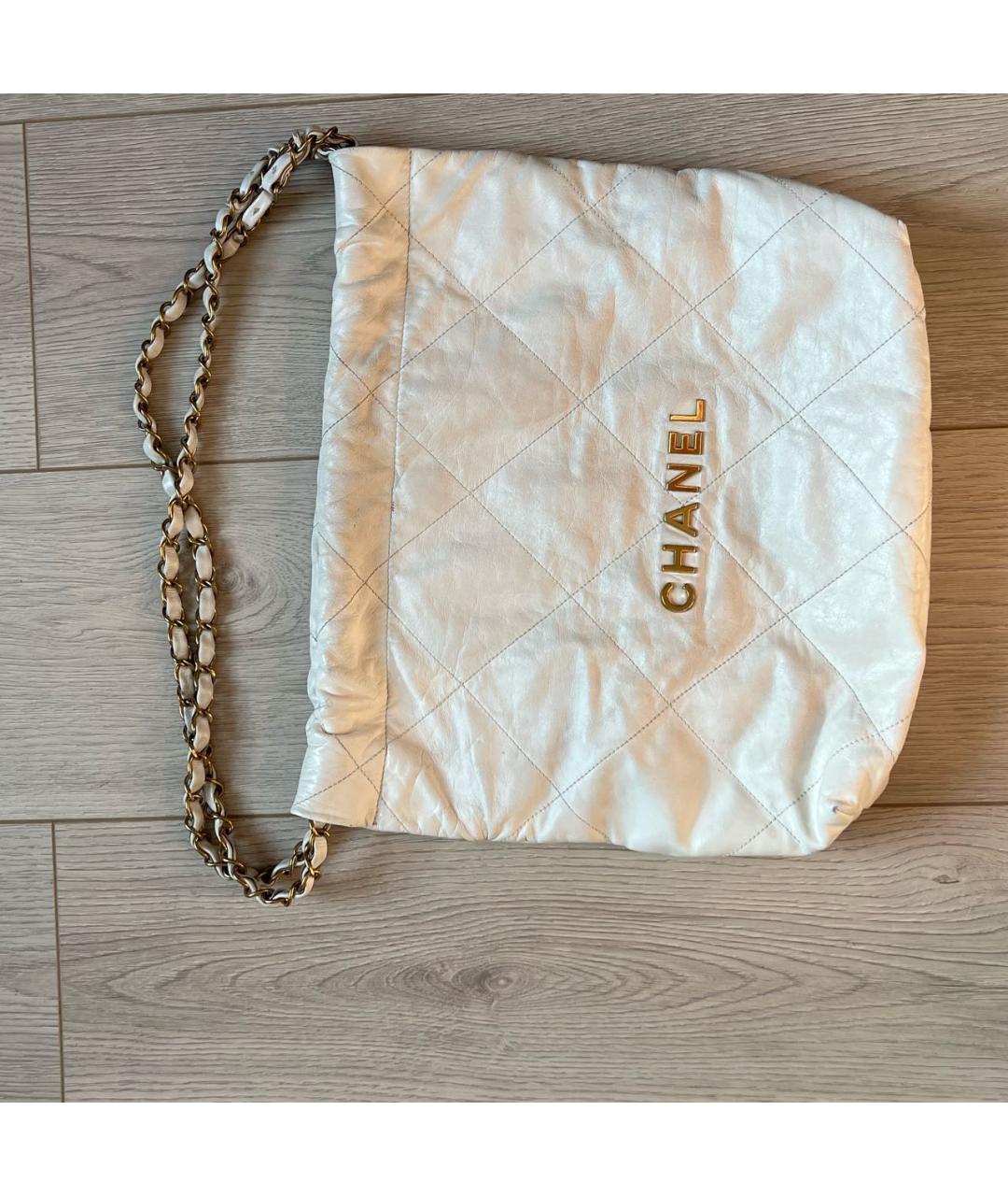 CHANEL Белая кожаная сумка через плечо, фото 3