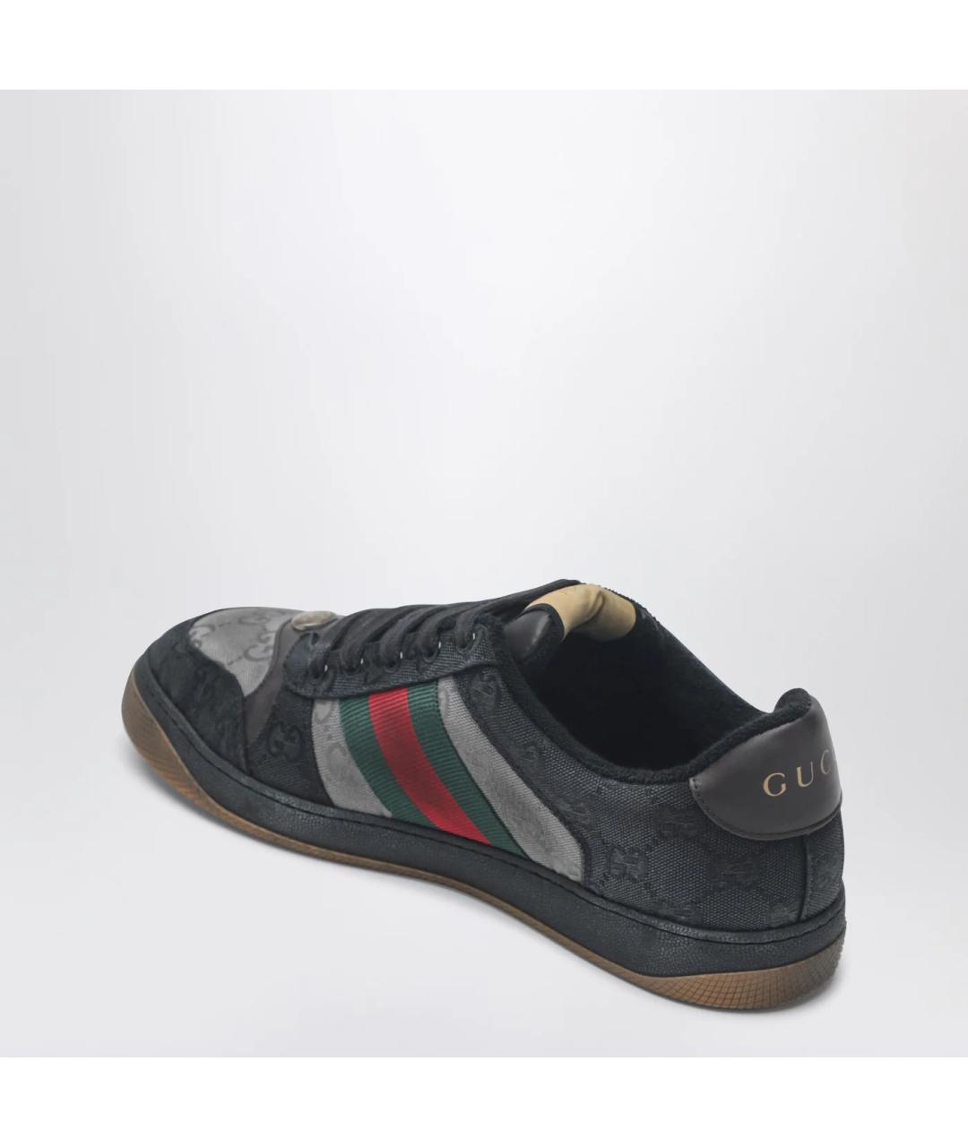 GUCCI Черные текстильные низкие кроссовки / кеды, фото 2