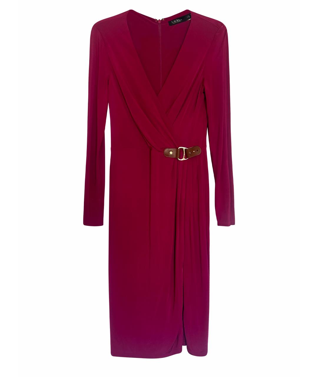 RALPH LAUREN Розовое вискозное коктейльное платье, фото 10