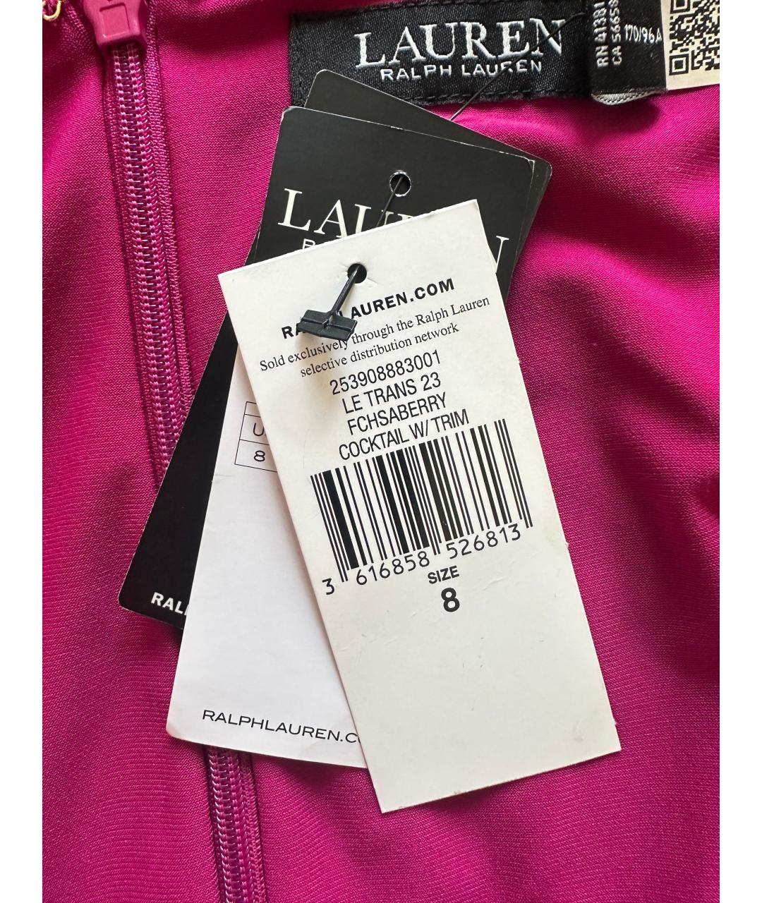 RALPH LAUREN Розовое вискозное коктейльное платье, фото 6